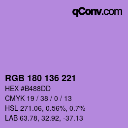 颜色代码: RGB 180 136 221 | qconv.com