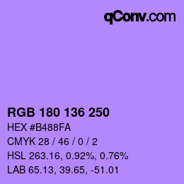 Color code: RGB 180 136 250 | qconv.com