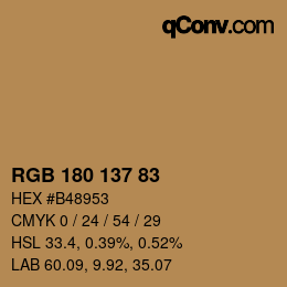Code couleur: RGB 180 137 83 | qconv.com