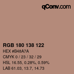 Farbcode: RGB 180 138 122 | qconv.com