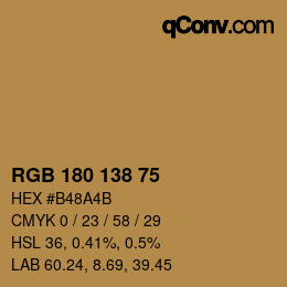 颜色代码: RGB 180 138 75 | qconv.com
