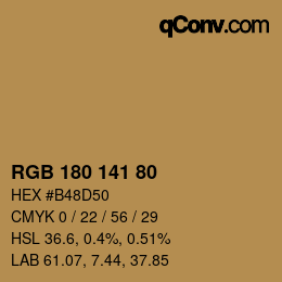 Farbcode: RGB 180 141 80 | qconv.com