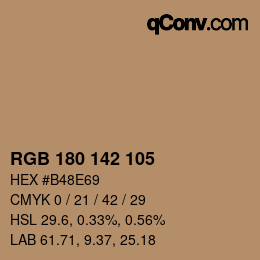 カラーコード: RGB 180 142 105 | qconv.com