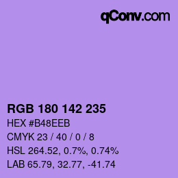 Color code: RGB 180 142 235 | qconv.com