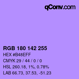 Color code: RGB 180 142 255 | qconv.com