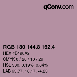 カラーコード: RGB 180 144.8 162.4 | qconv.com