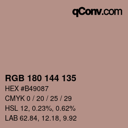 Farbcode: RGB 180 144 135 | qconv.com