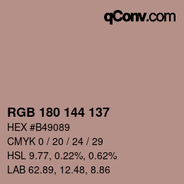 Farbcode: RGB 180 144 137 | qconv.com