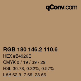 カラーコード: RGB 180 146.2 110.6 | qconv.com