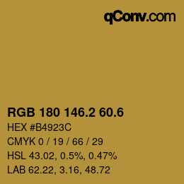 カラーコード: RGB 180 146.2 60.6 | qconv.com