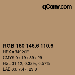 カラーコード: RGB 180 146.6 110.6 | qconv.com