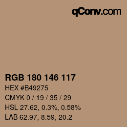 颜色代码: RGB 180 146 117 | qconv.com
