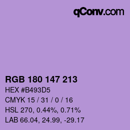 Color code: RGB 180 147 213 | qconv.com