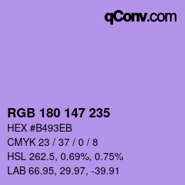 Color code: RGB 180 147 235 | qconv.com