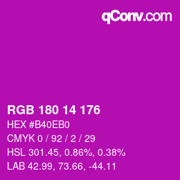 カラーコード: RGB 180 14 176 | qconv.com