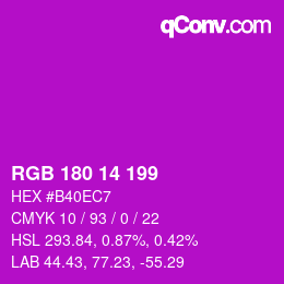 Color code: RGB 180 14 199 | qconv.com