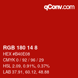 カラーコード: RGB 180 14 8 | qconv.com