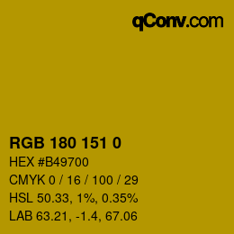 Color code: RGB 180 151 0 | qconv.com