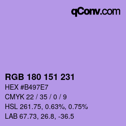 Color code: RGB 180 151 231 | qconv.com