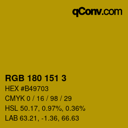 Color code: RGB 180 151 3 | qconv.com