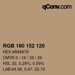 Farbcode: RGB 180 152 120 | qconv.com