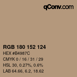 Código de color: RGB 180 152 124 | qconv.com