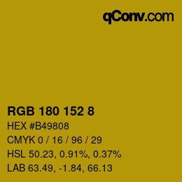 カラーコード: RGB 180 152 8 | qconv.com