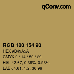 Color code: RGB 180 154 90 | qconv.com