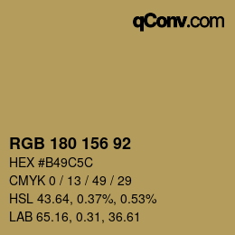 カラーコード: RGB 180 156 92 | qconv.com