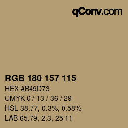 Color code: RGB 180 157 115 | qconv.com