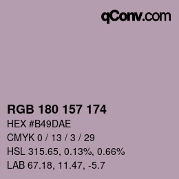 Código de color: RGB 180 157 174 | qconv.com