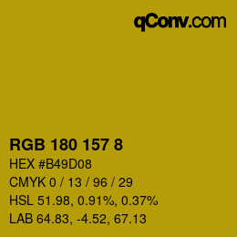 カラーコード: RGB 180 157 8 | qconv.com