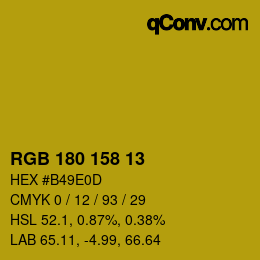 Farbcode: RGB 180 158 13 | qconv.com