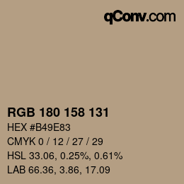 Farbcode: RGB 180 158 131 | qconv.com