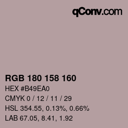 カラーコード: RGB 180 158 160 | qconv.com