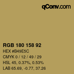 カラーコード: RGB 180 158 92 | qconv.com