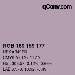 Color code: RGB 180 159 177 | qconv.com
