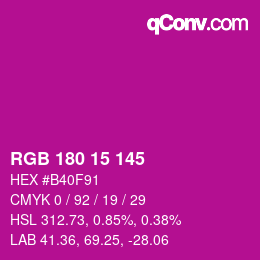 颜色代码: RGB 180 15 145 | qconv.com