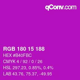 Color code: RGB 180 15 188 | qconv.com