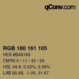 Color code: RGB 180 161 105 | qconv.com