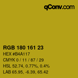 Color code: RGB 180 161 23 | qconv.com
