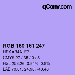 Farbcode: RGB 180 161 247 | qconv.com