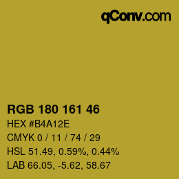 Color code: RGB 180 161 46 | qconv.com