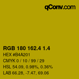 カラーコード: RGB 180 162.4 1.4 | qconv.com