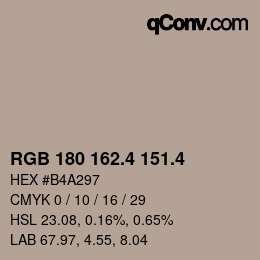 カラーコード: RGB 180 162.4 151.4 | qconv.com