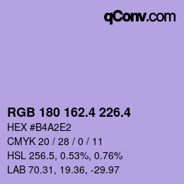 カラーコード: RGB 180 162.4 226.4 | qconv.com