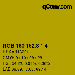 カラーコード: RGB 180 162.8 1.4 | qconv.com