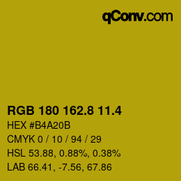 カラーコード: RGB 180 162.8 11.4 | qconv.com