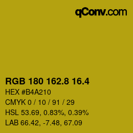 カラーコード: RGB 180 162.8 16.4 | qconv.com