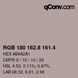 カラーコード: RGB 180 162.8 161.4 | qconv.com
